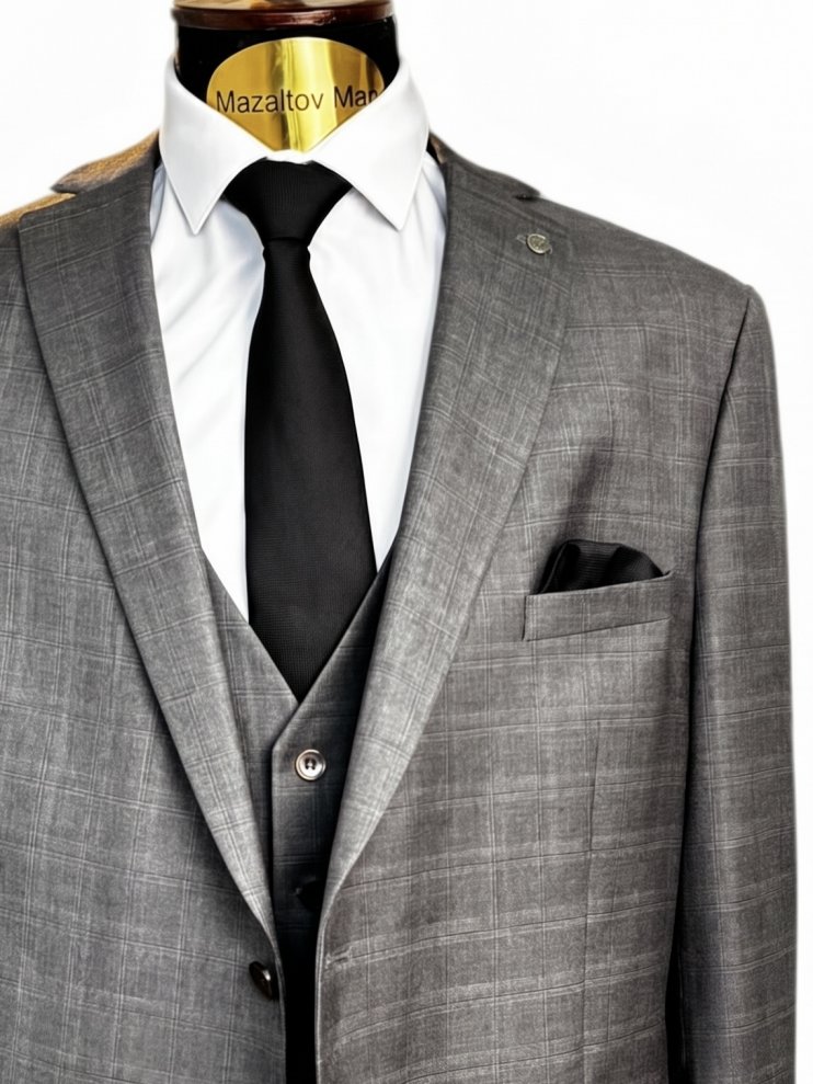 Костюм MAZALTOVMAN 3-ка Серый в клетку