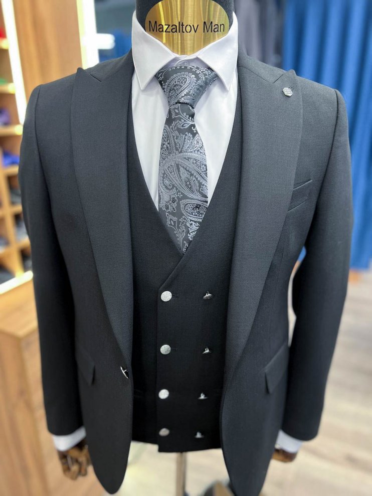Костюм MAZALTOVMAN 3-ка премиум Черный фактурный