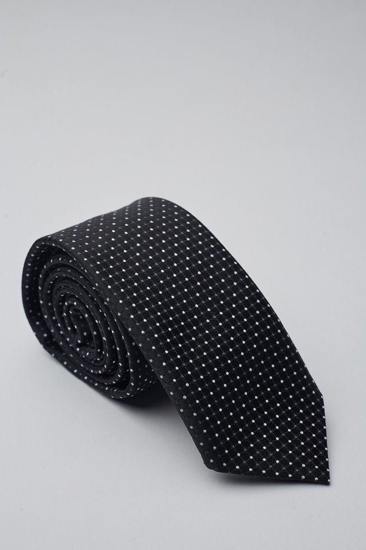 Мужской галстук Черный в белую крапинку